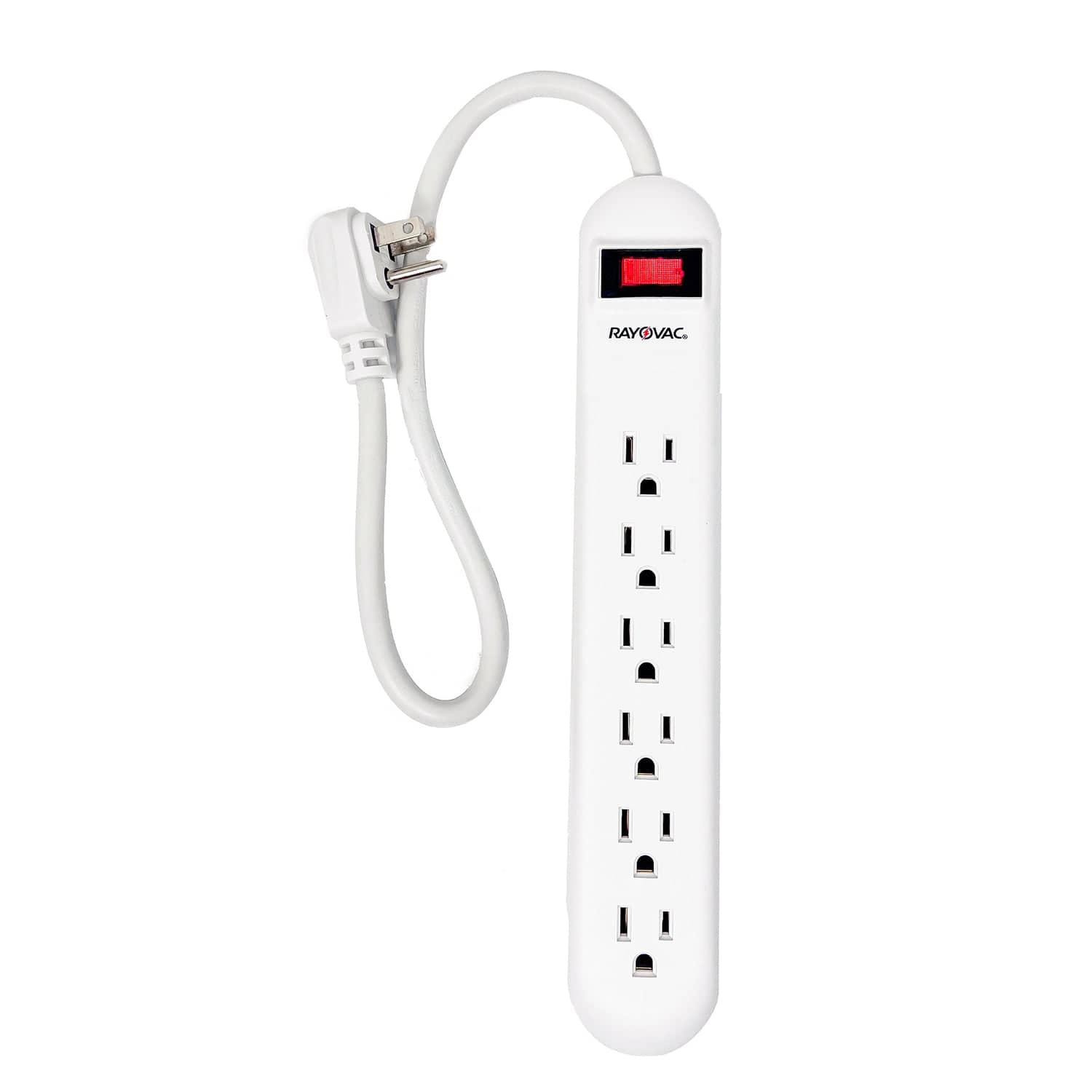 Rayovac 6-AC Outlet 1000-Joules Surge Protector Power Strip, 1.5-Ft. Cord with Flat Plug, HM-PS-170
