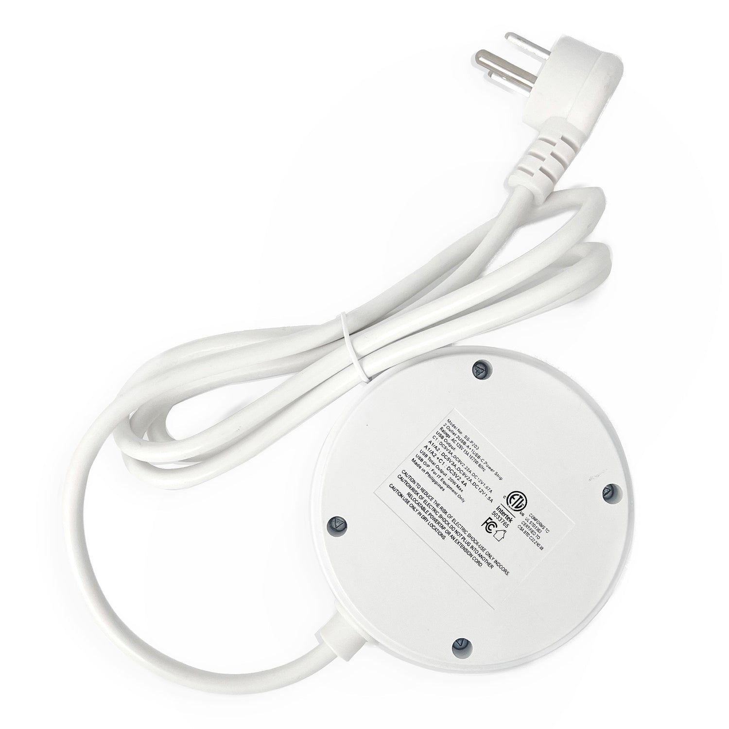 Rayovac Charge Disk 2-AC Outlet 540-Joules Surge Protector with 2 USB-A and 1 USB-C Ports, 5-Ft. Cord