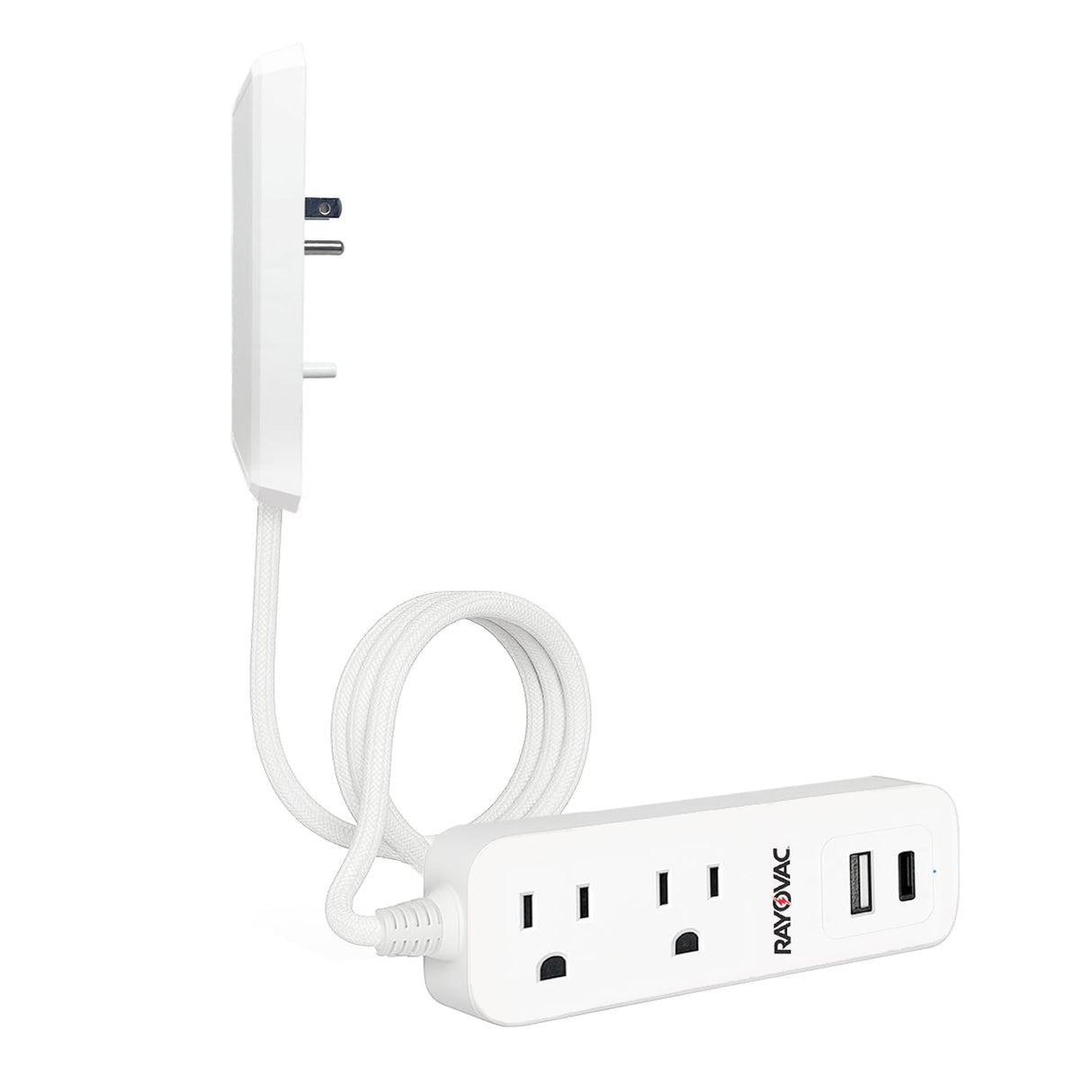 Rayovac 2-AC Outlet and 2-USB Port 540-Joules Slim Surge Protector Power Strip, 3-Ft. Braided Cord with Flat Plug, SS-P311B