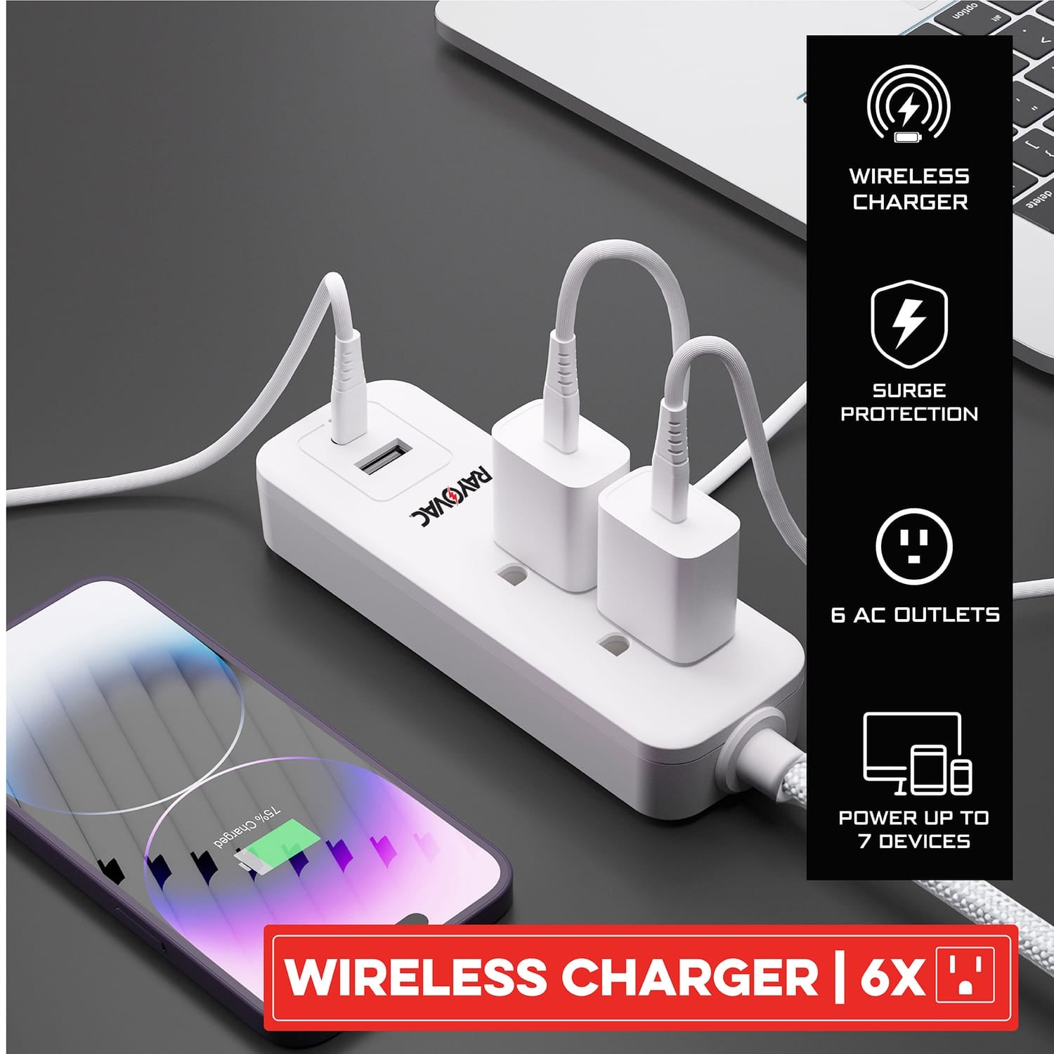 Rayovac 2-AC Outlet and 2-USB Port 540-Joules Slim Surge Protector Power Strip, 3-Ft. Braided Cord with Flat Plug, SS-P311B