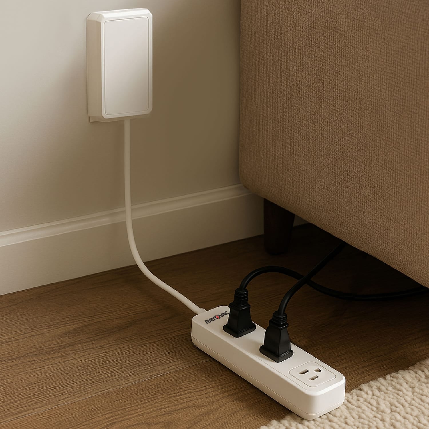Rayovac 2-AC Outlet and 2-USB Port 540-Joules Slim Surge Protector Power Strip, 3-Ft. Braided Cord with Flat Plug, SS-P311B