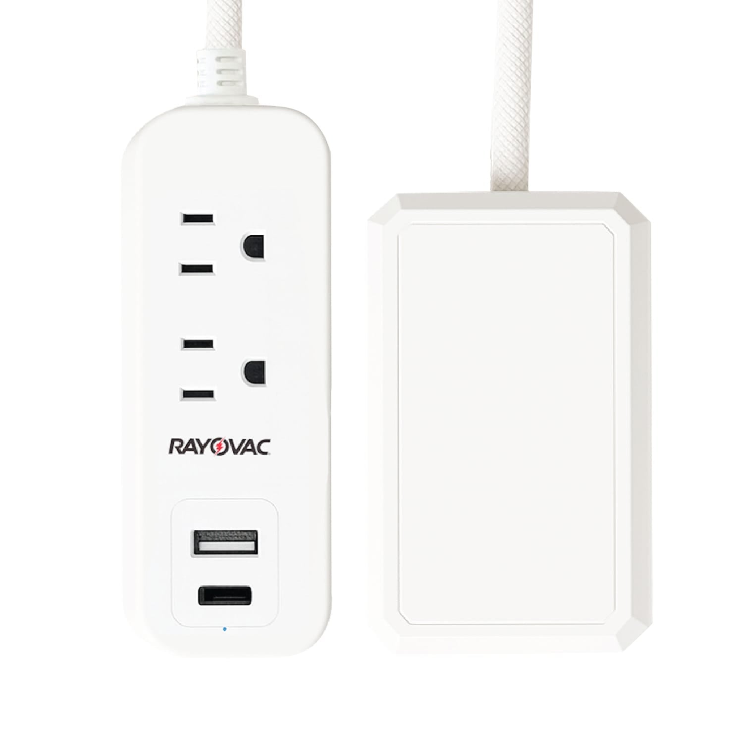 Rayovac 2-AC Outlet and 2-USB Port 540-Joules Slim Surge Protector Power Strip, 3-Ft. Braided Cord with Flat Plug, SS-P311B