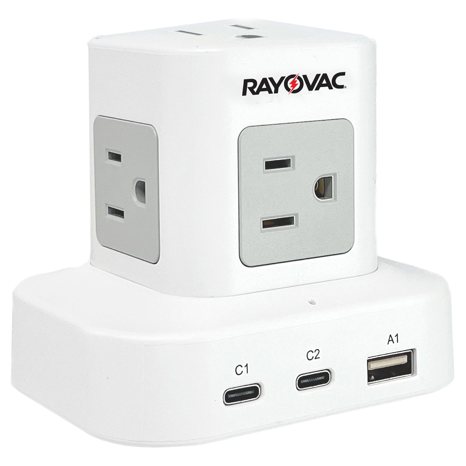 Rayovac 5-AC Outlet and 3-USB Port 540-Joules Power Cube Surge Protector, 5-Ft. Cord with Flat Plug, SS-P927