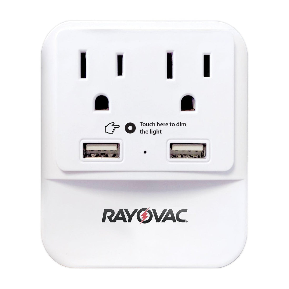 Rayovac 2-AC Outlet and 2-USB Port 300-Joules Portable Surge Protector/Splitter Wall Tap with Phone Holder and Night-Light, SS-Q202