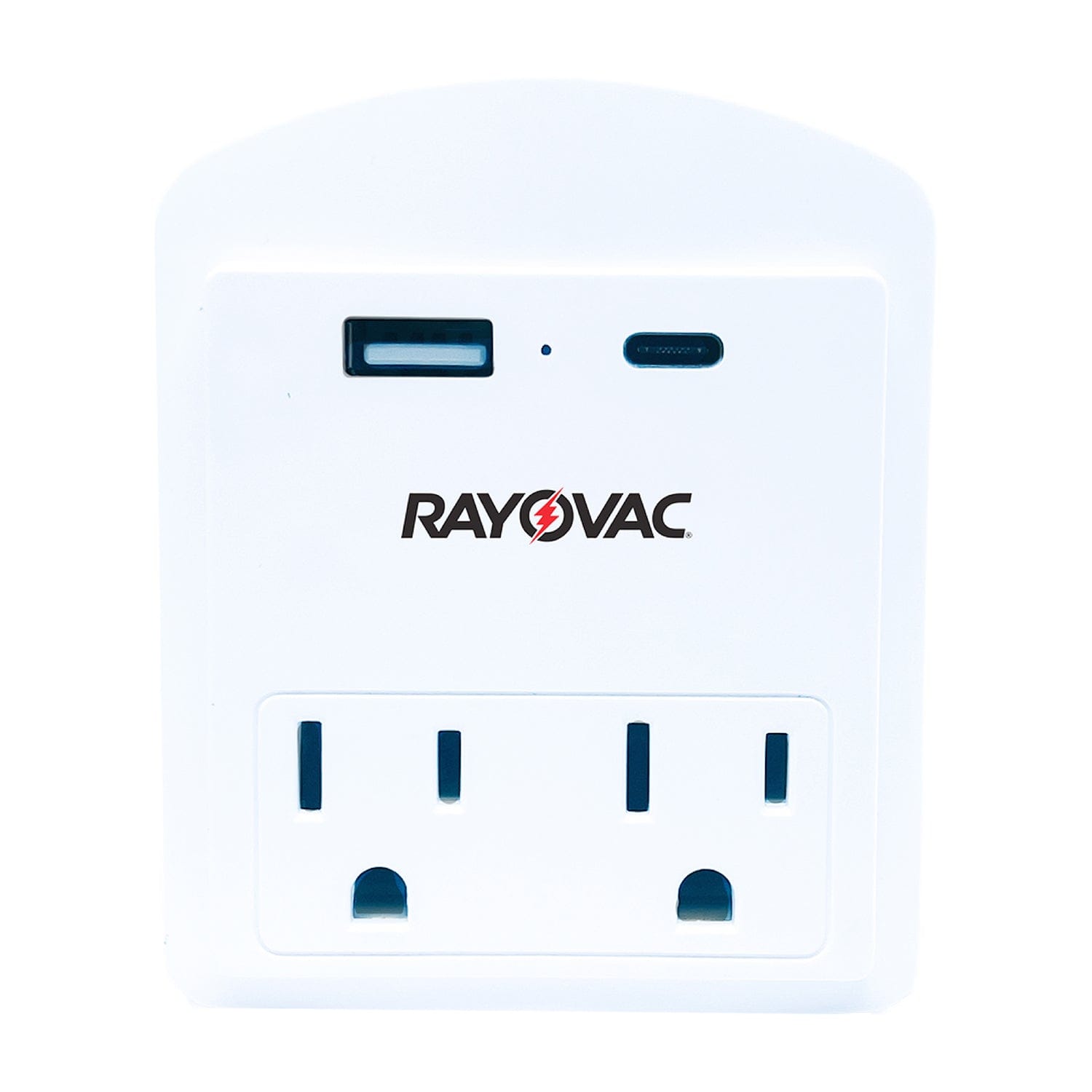 Rayovac AC Outlet and 2-USB Port 300-Joules Portable Surge Protector Wall Tap with Phone Holder, 2 Outlet