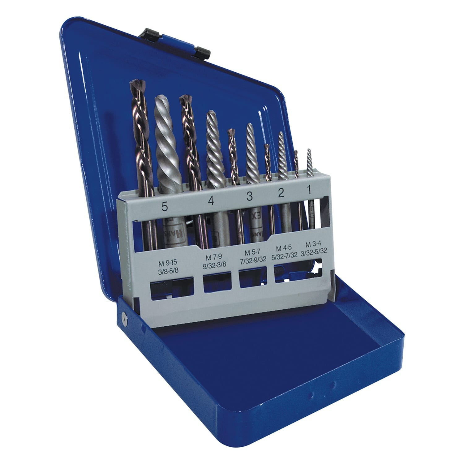 Irwin HANSON 10-Piece Spiral Extractor and Drill Bit Set with Metal Index Case, 11119