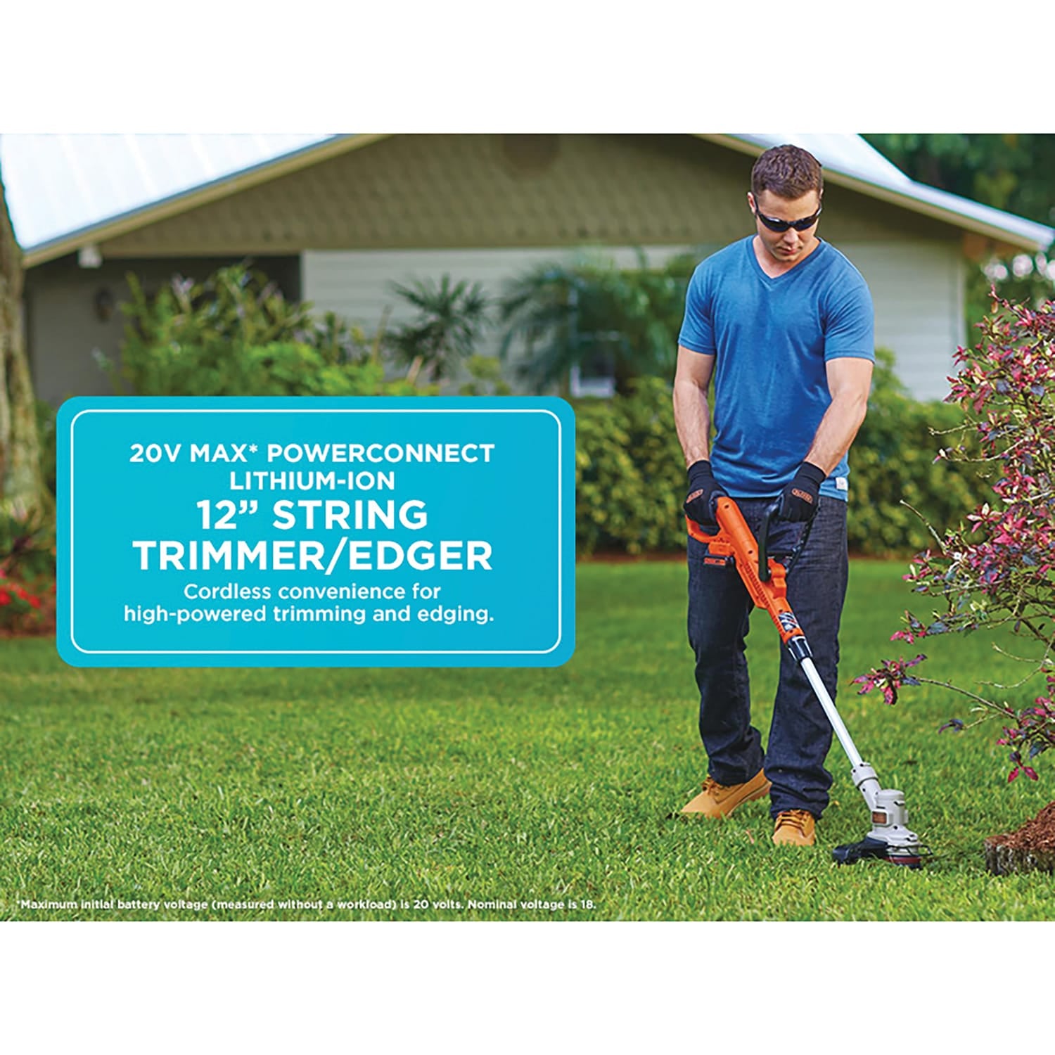 Black+Decker 20-Volt MAX* POWERCONNECT Cordless 2-in-1 String Trimmer and Edger with Battery and Charger, LST300