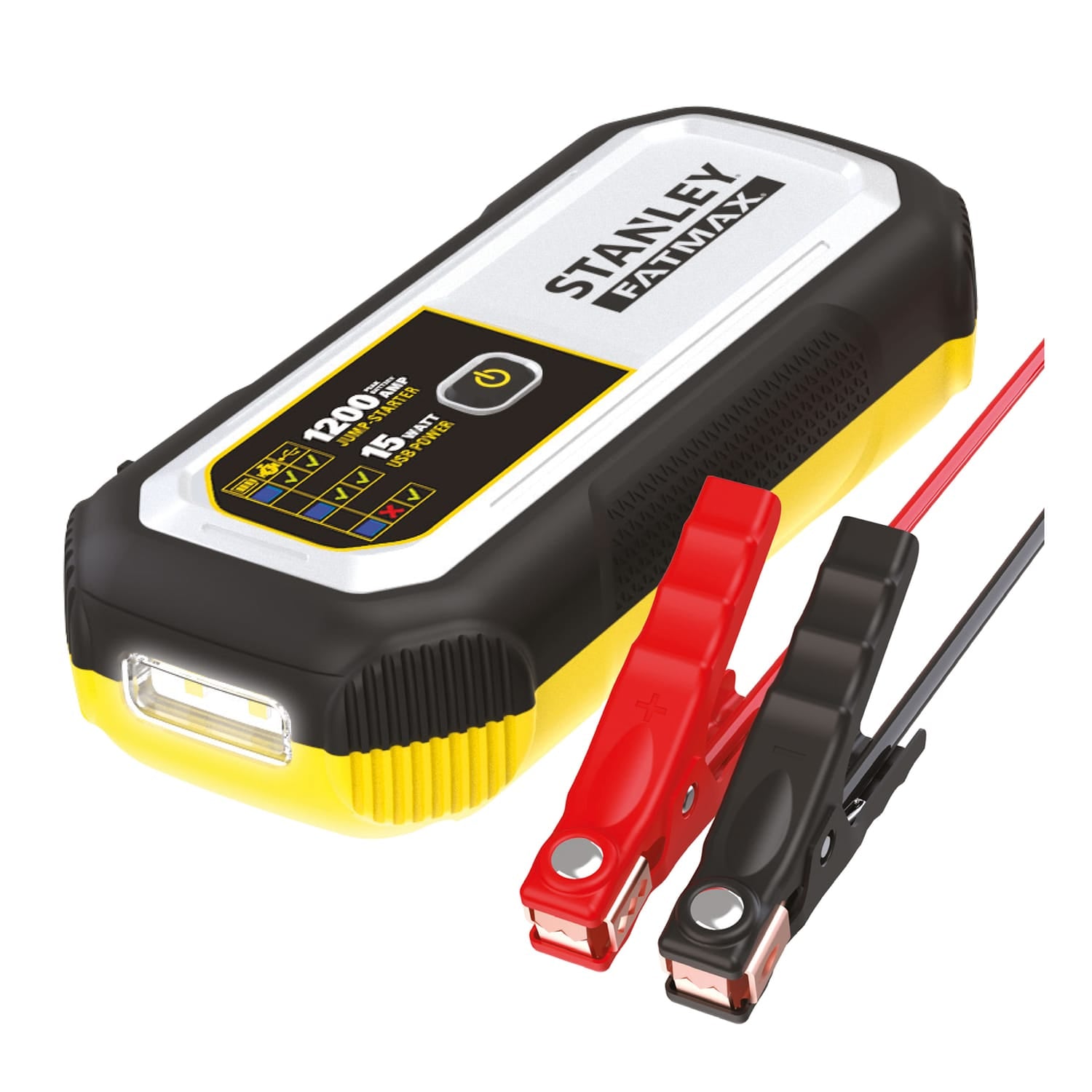 Stanley FATMAX 1200-Peak-Amp 12-Volt Lithium Jump Starter and USB Power Bank with LED Light and Carrying Case, LJ12FC