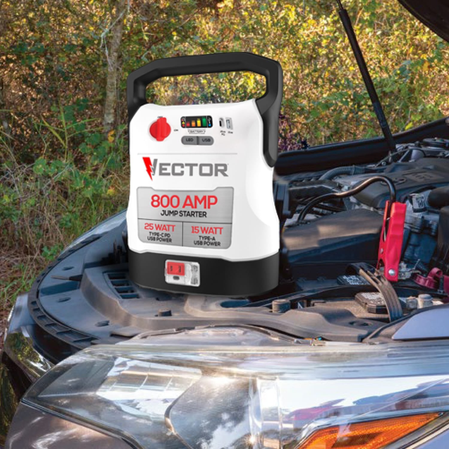 Vector 800-Amp 12-Volt Automotive Compact Jump Starter and USB Power Bank, VECJ8