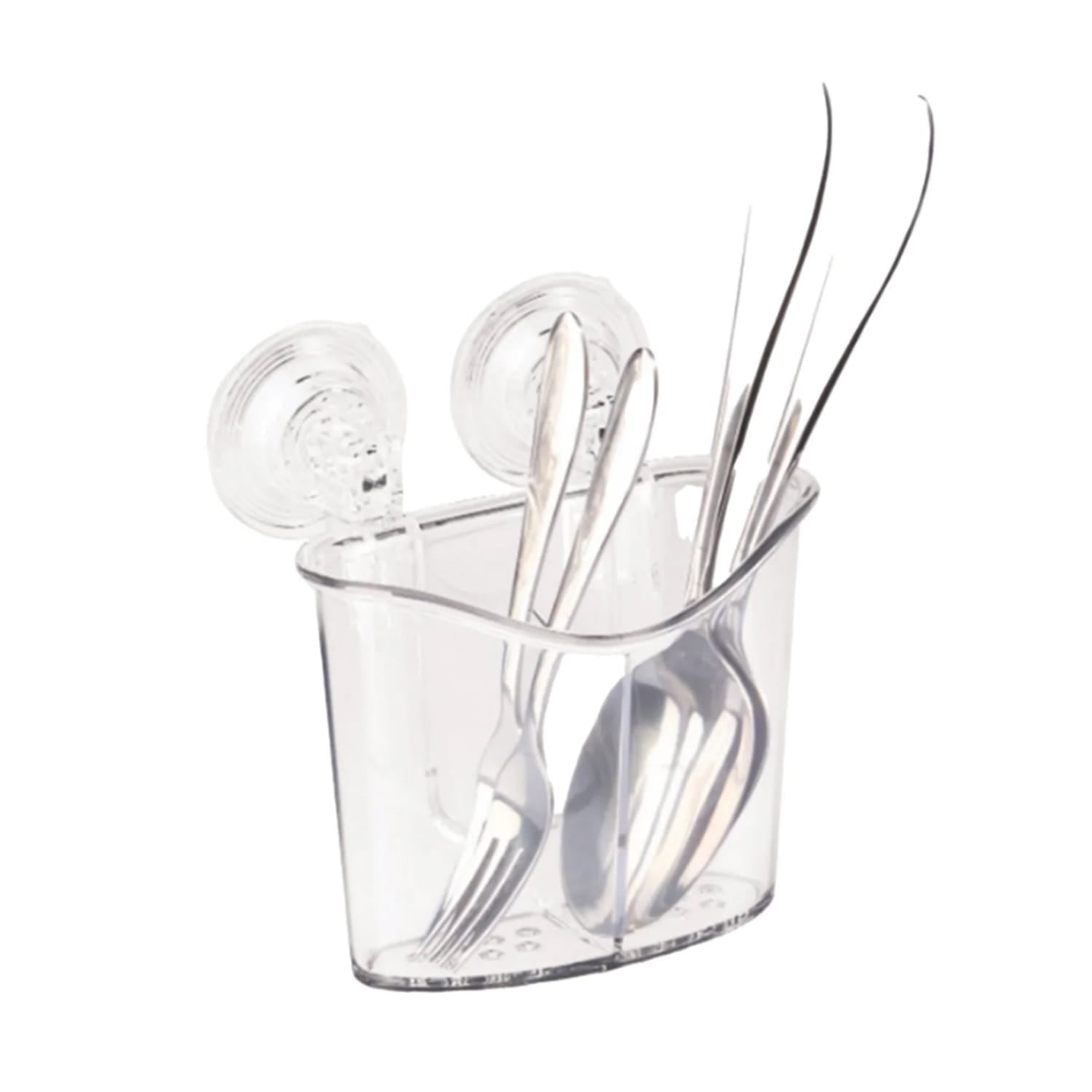 Better Houseware Heavy-Duty Suction-Cup Cutlery Holder, Clear