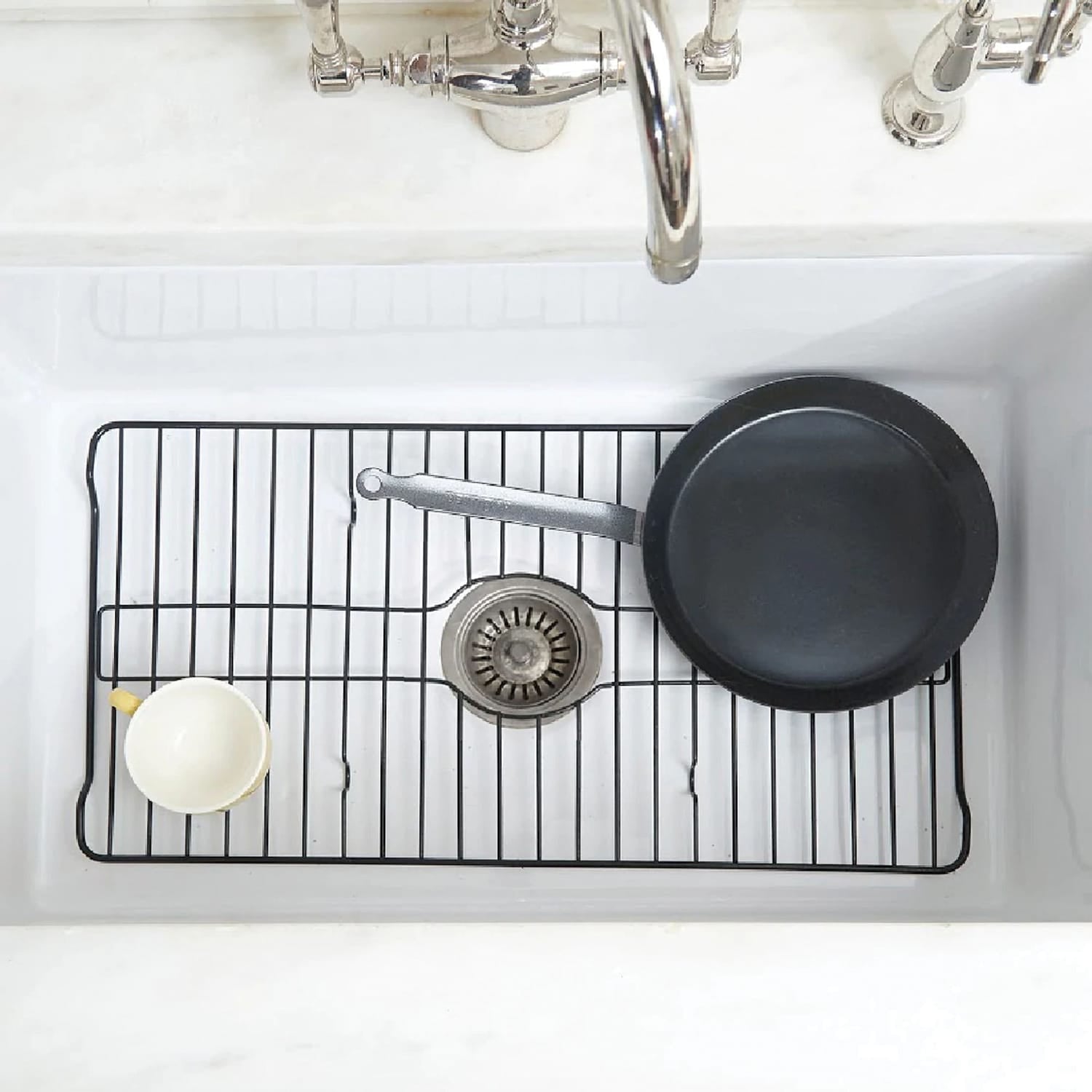 Better Houseware Extra-Large Coated Steel Sink Protector, Black