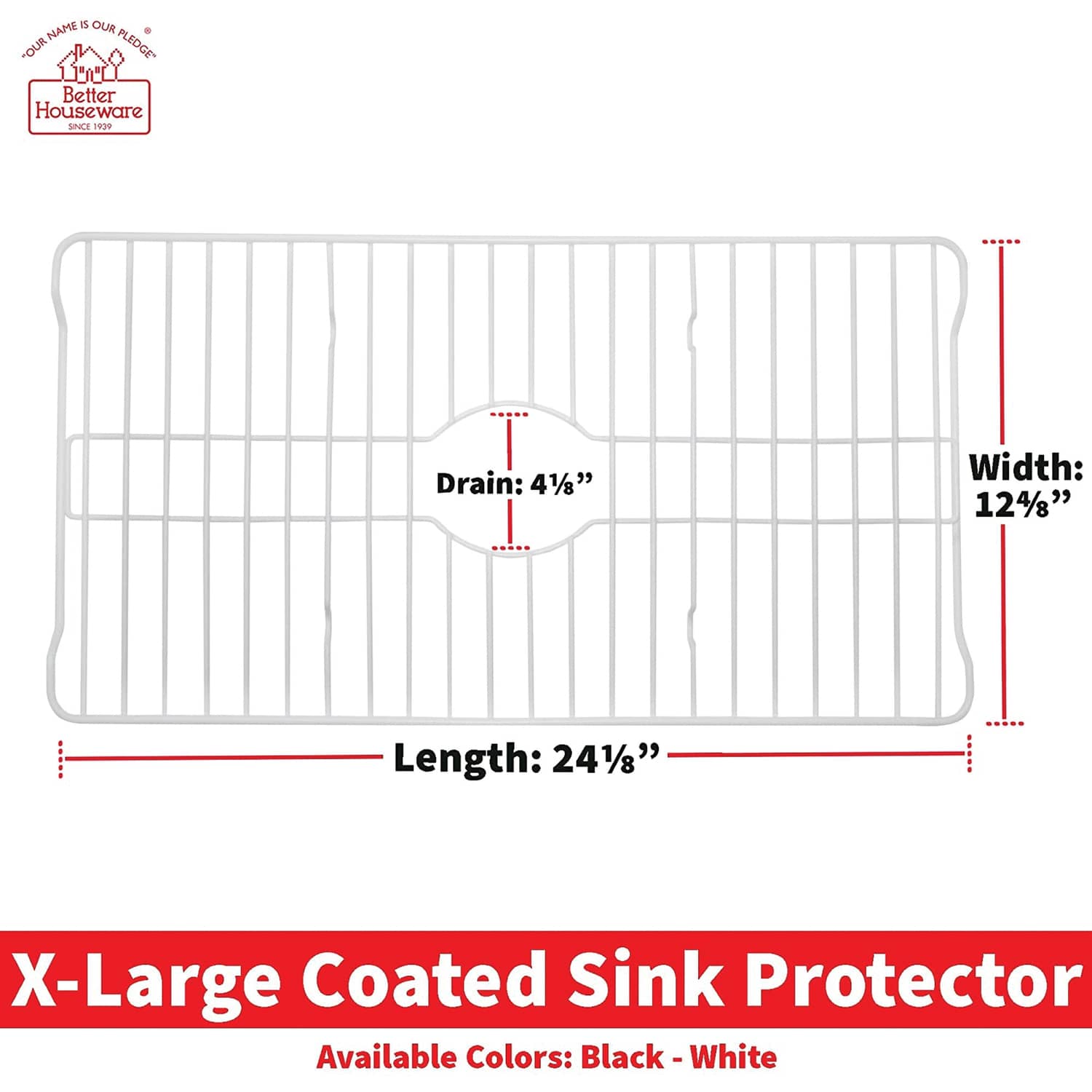 Better Houseware Extra-Large Coated Steel Sink Protector, White