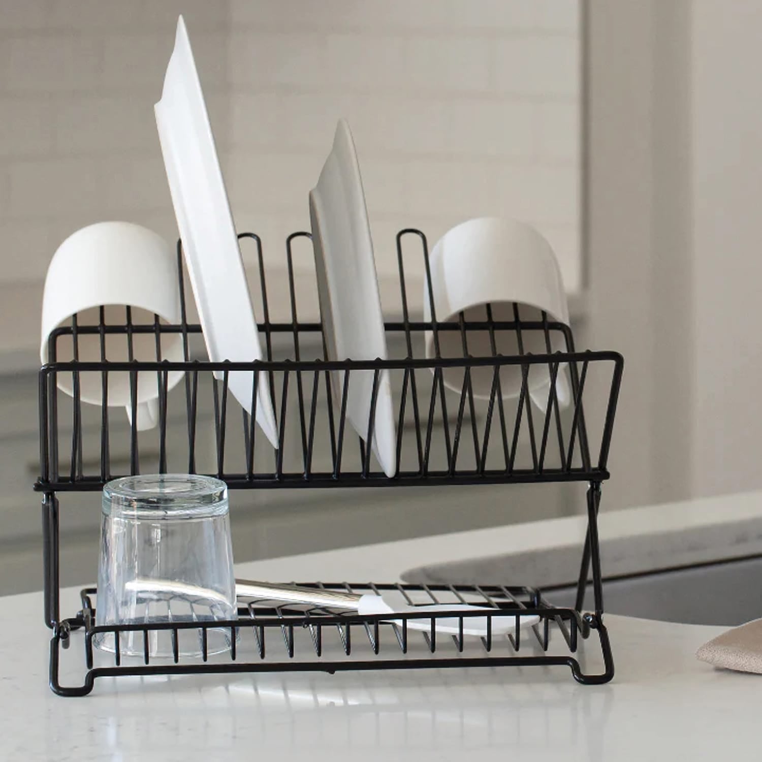 Better Houseware Jr. Folding Dish Rack, Black