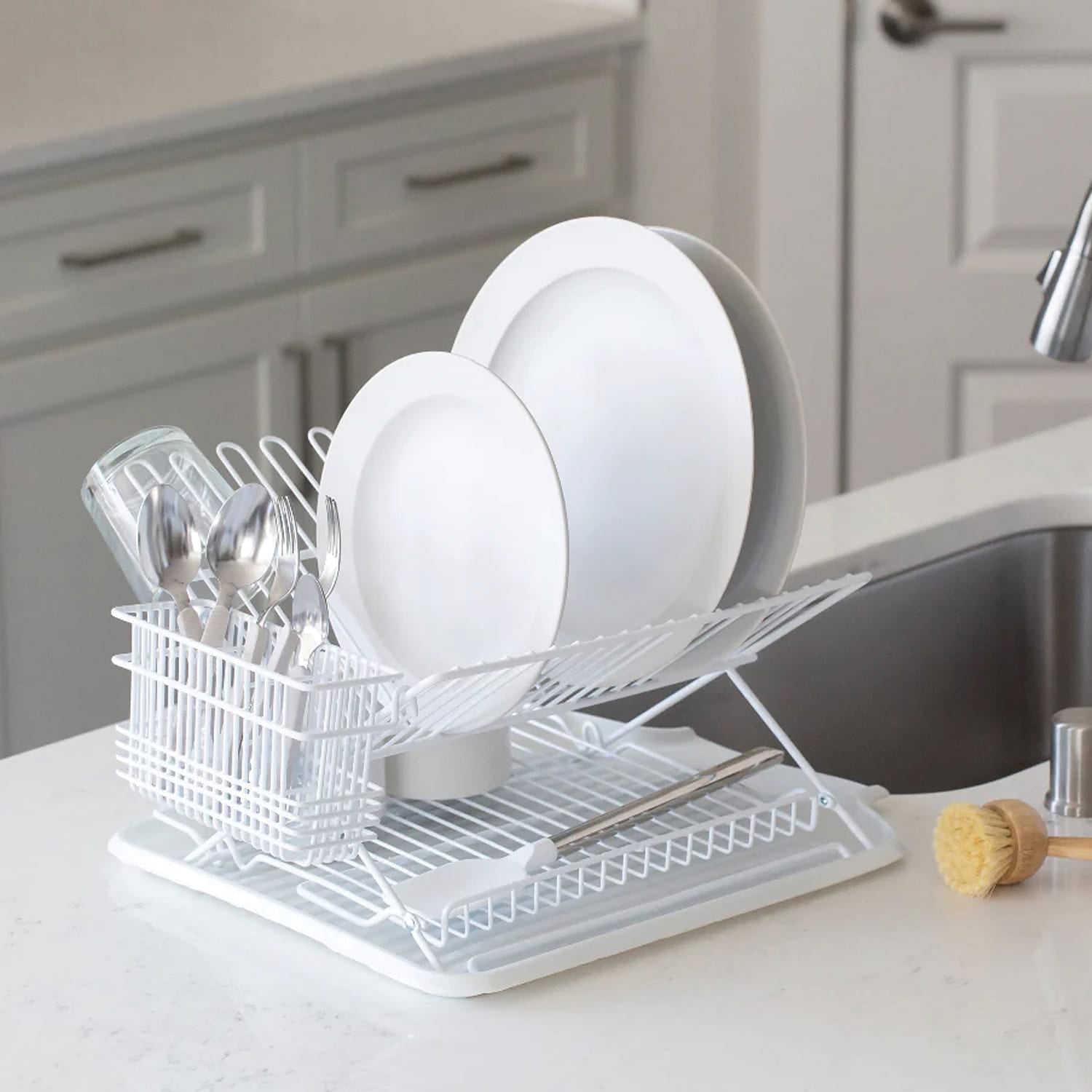 Better Houseware Jr. Folding Dish Rack, White