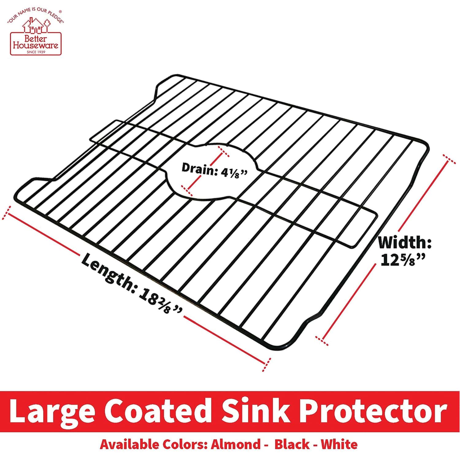 Better Houseware Large Sink Protector, Black