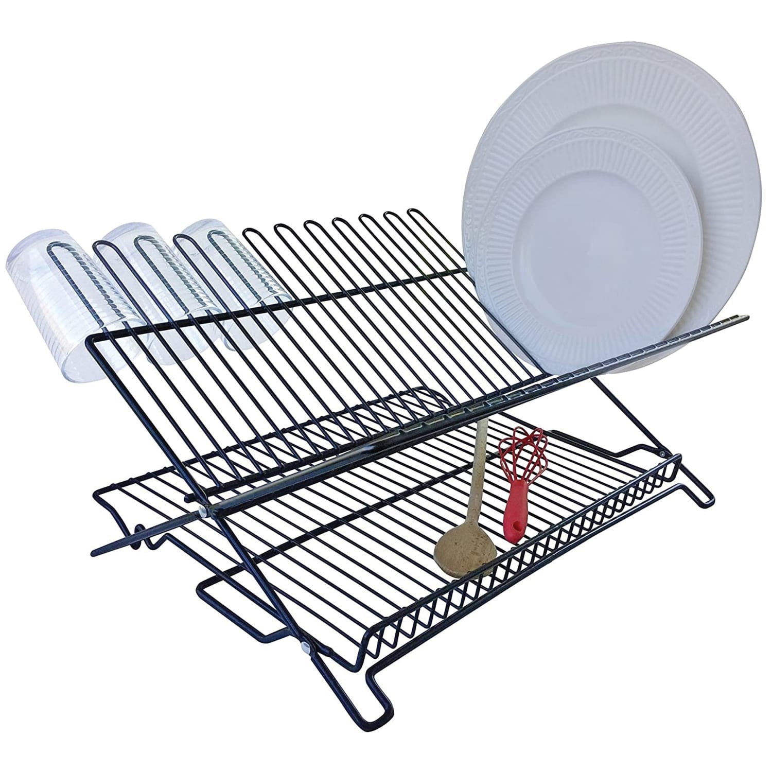 Better Houseware Folding Dish Rack, Black