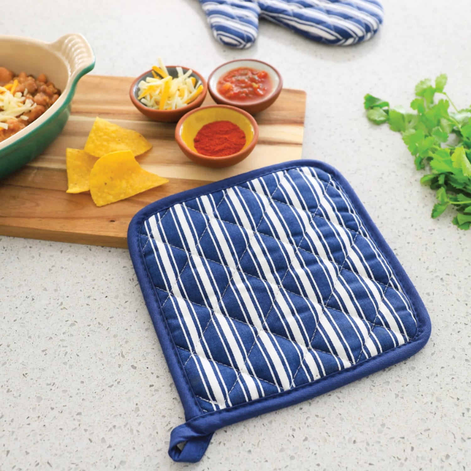 Better Houseware Striped Pot Holder, Blue