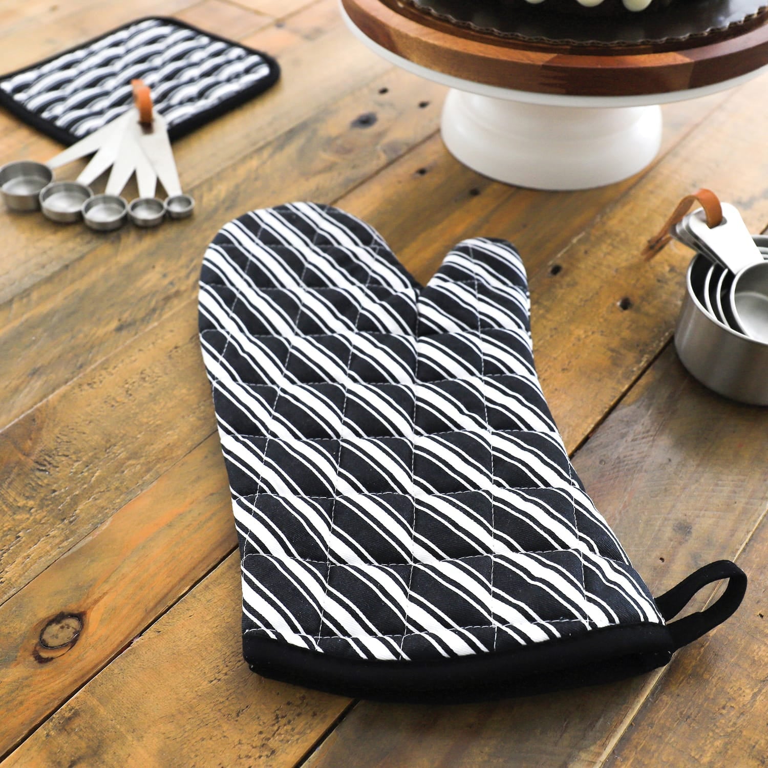 Better Houseware Striped Pot Holder, Black