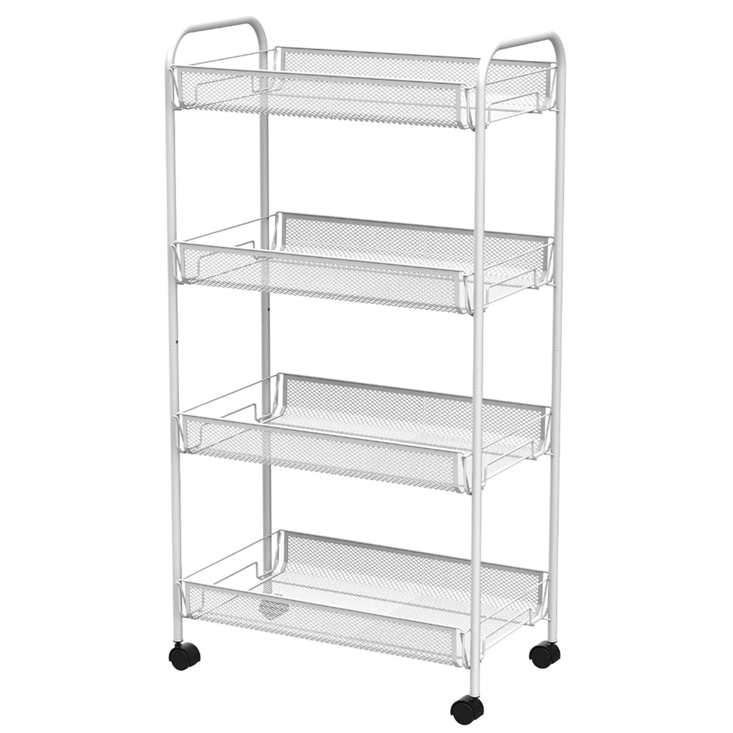 Better Houseware 4-Shelf Wheeled Metal Trolley, White