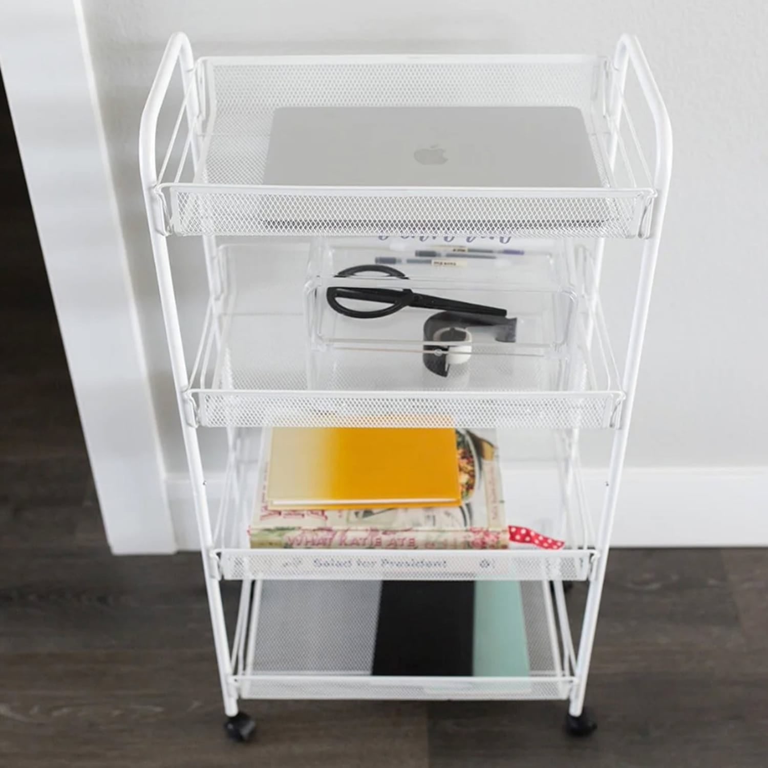 Better Houseware 4-Shelf Wheeled Metal Trolley, White