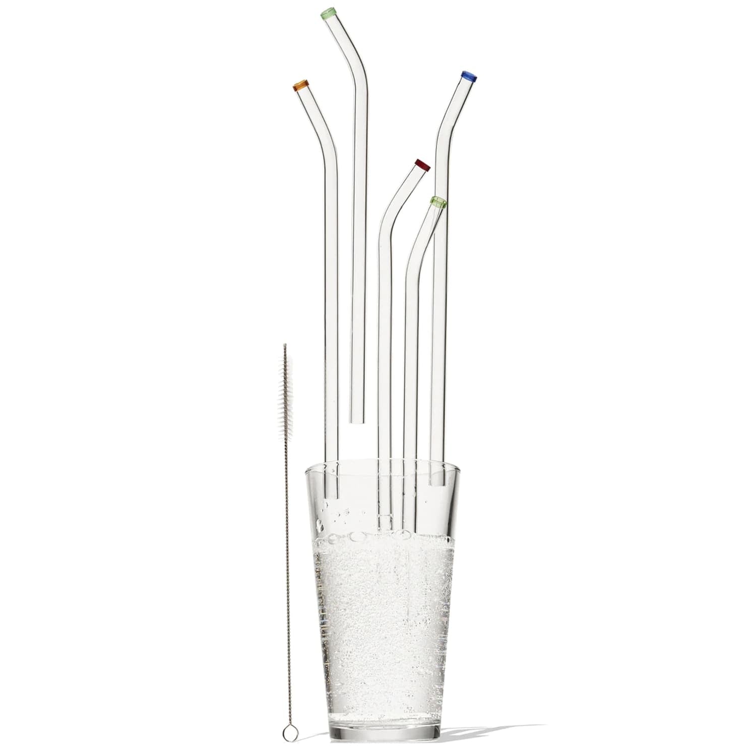 Better Houseware Glass Straws with Cleaning Brush, Set of 5, Extra-Wide