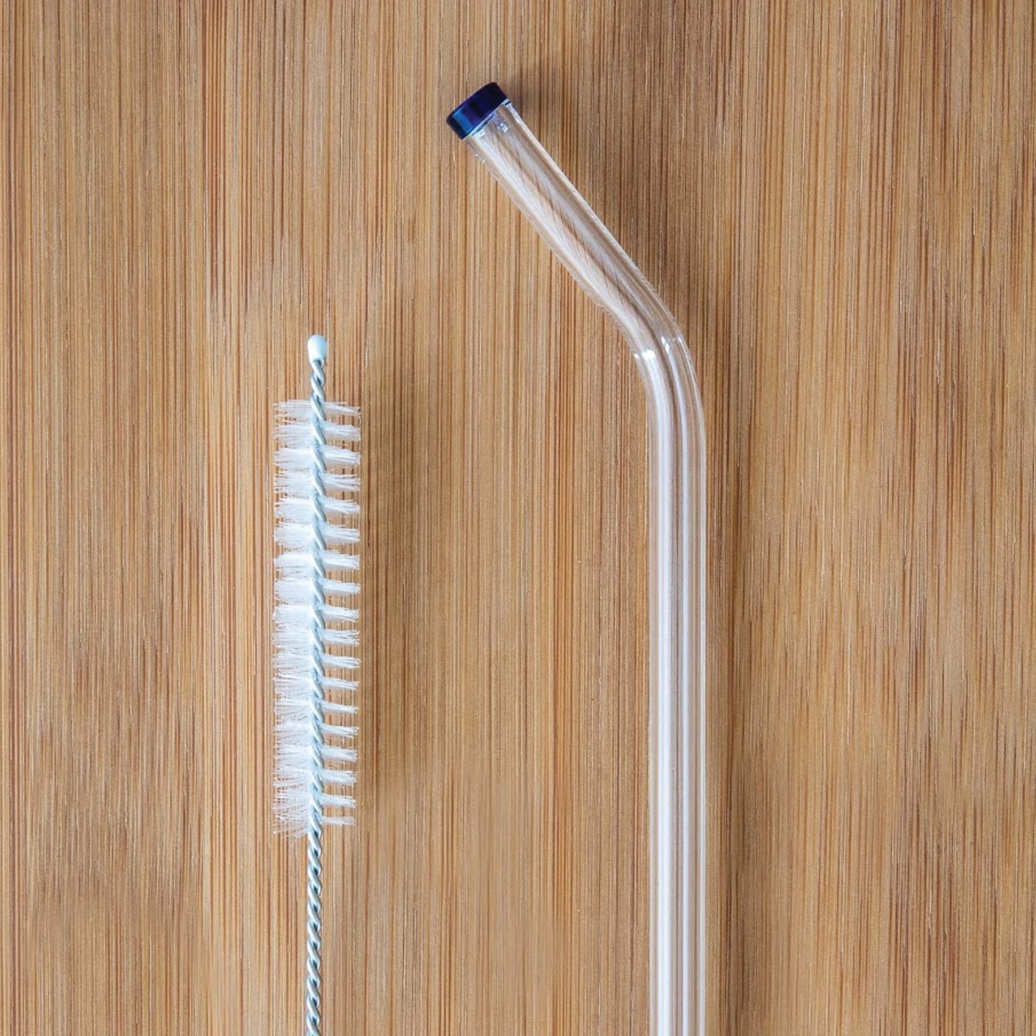 Better Houseware Glass Straws with Cleaning Brush, Set of 5, Extra-Wide