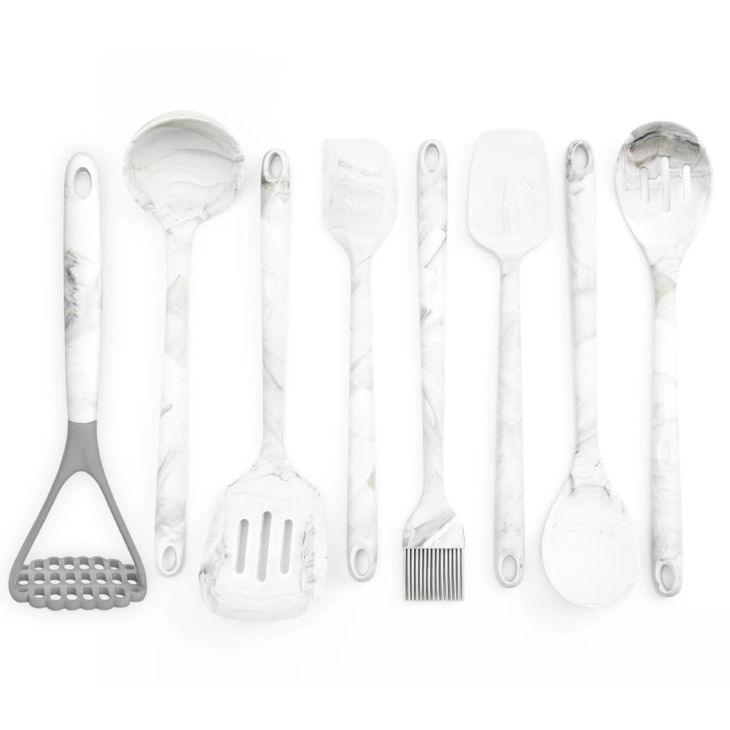 Better Houseware 8-Piece Silicone Utensils Set, White Marble