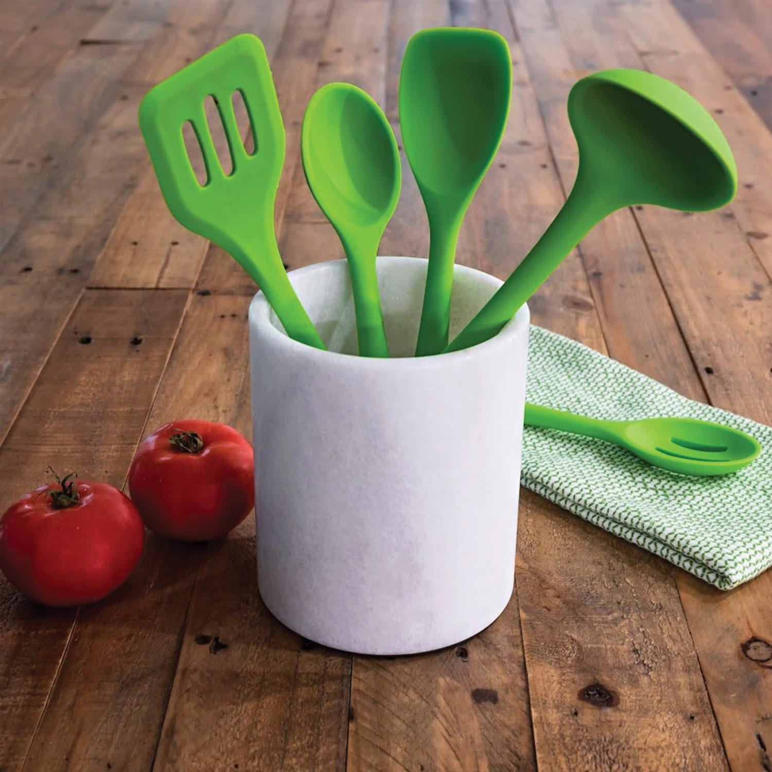 Better Houseware 5-Piece Silicone Cooking Utensils, Green