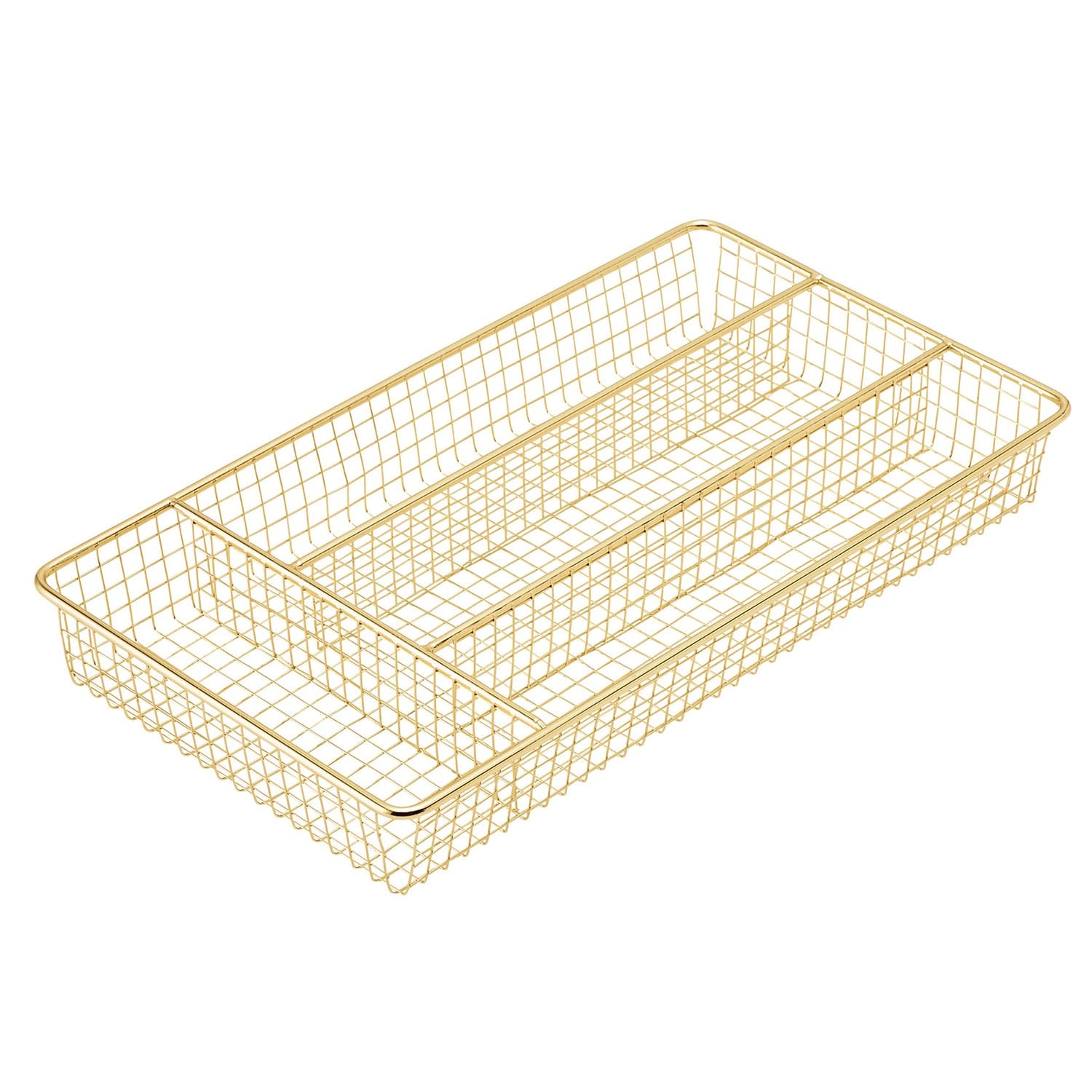 Better Houseware Brass Cutlery Tray, Small