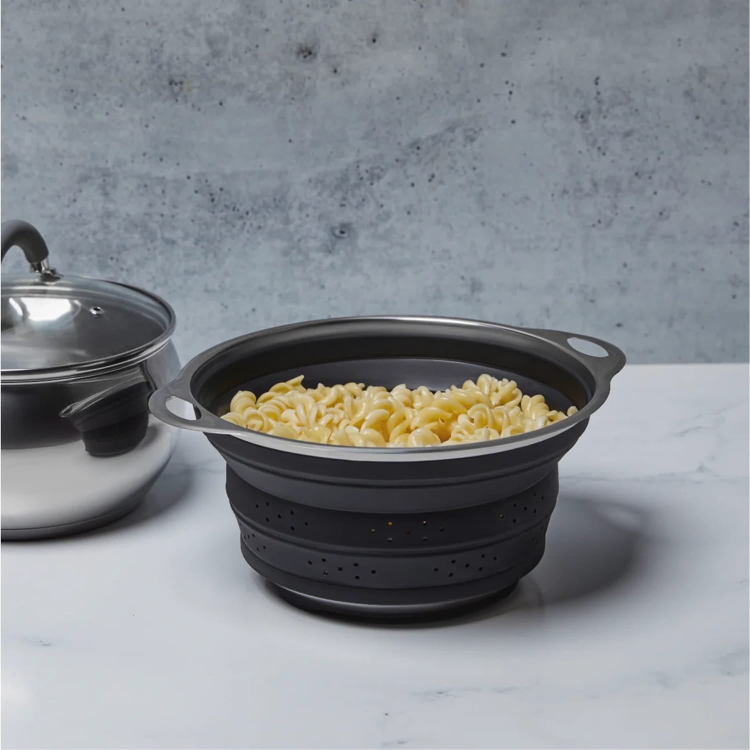 Better Houseware Silicone Collapsible Colander, Black