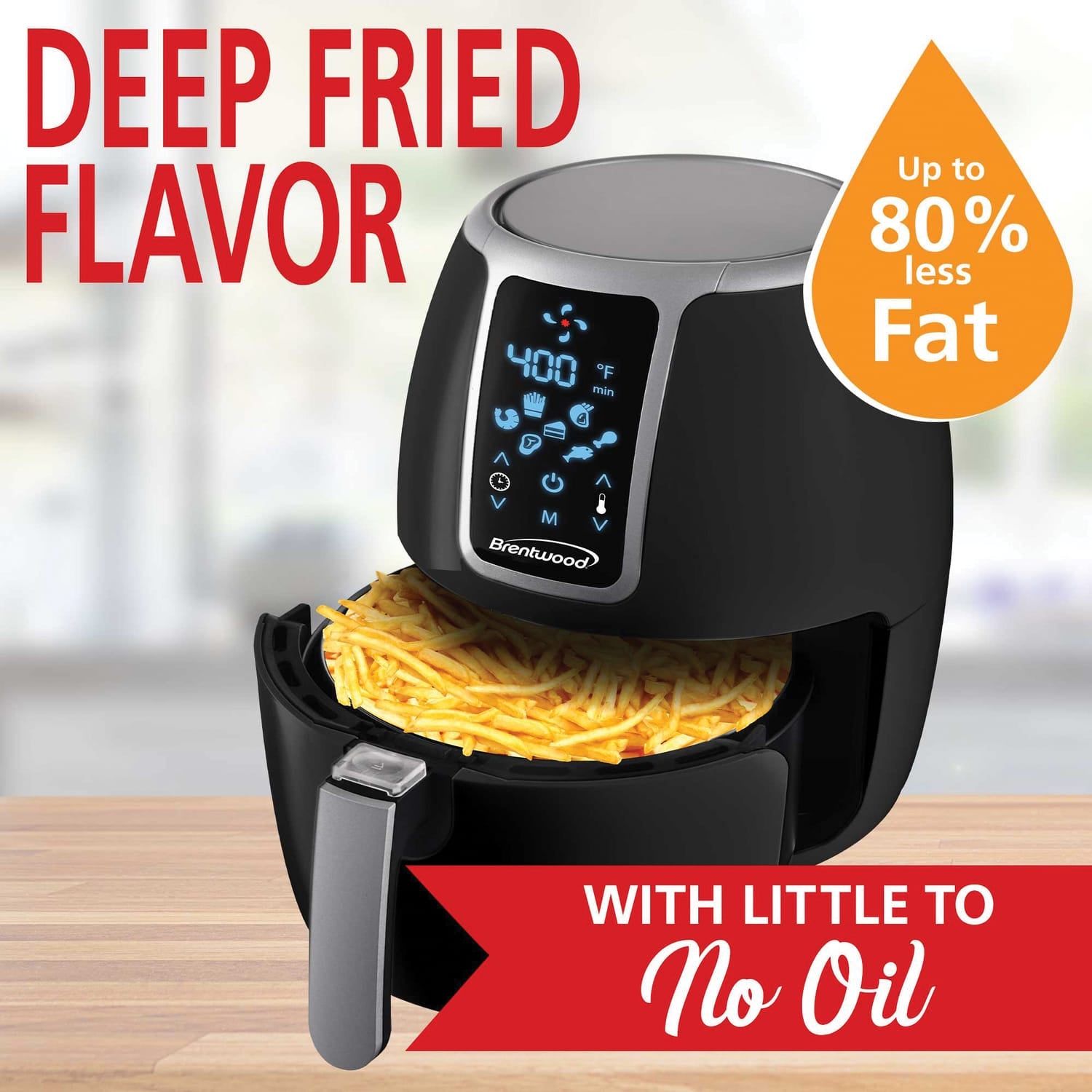 Brentwood 1400-Watt Electric Digital Air Fryer, 4 Qt.
