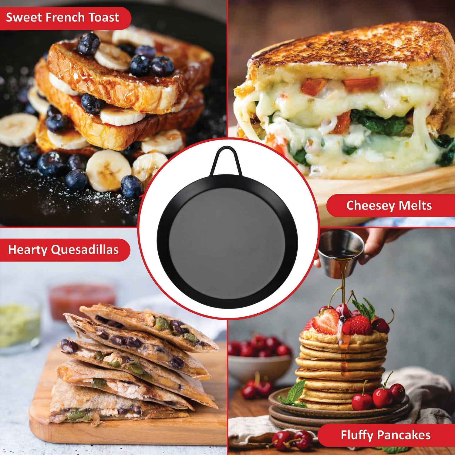 Brentwood Carbon Steel Nonstick Round Comal Griddle, 13 In.
