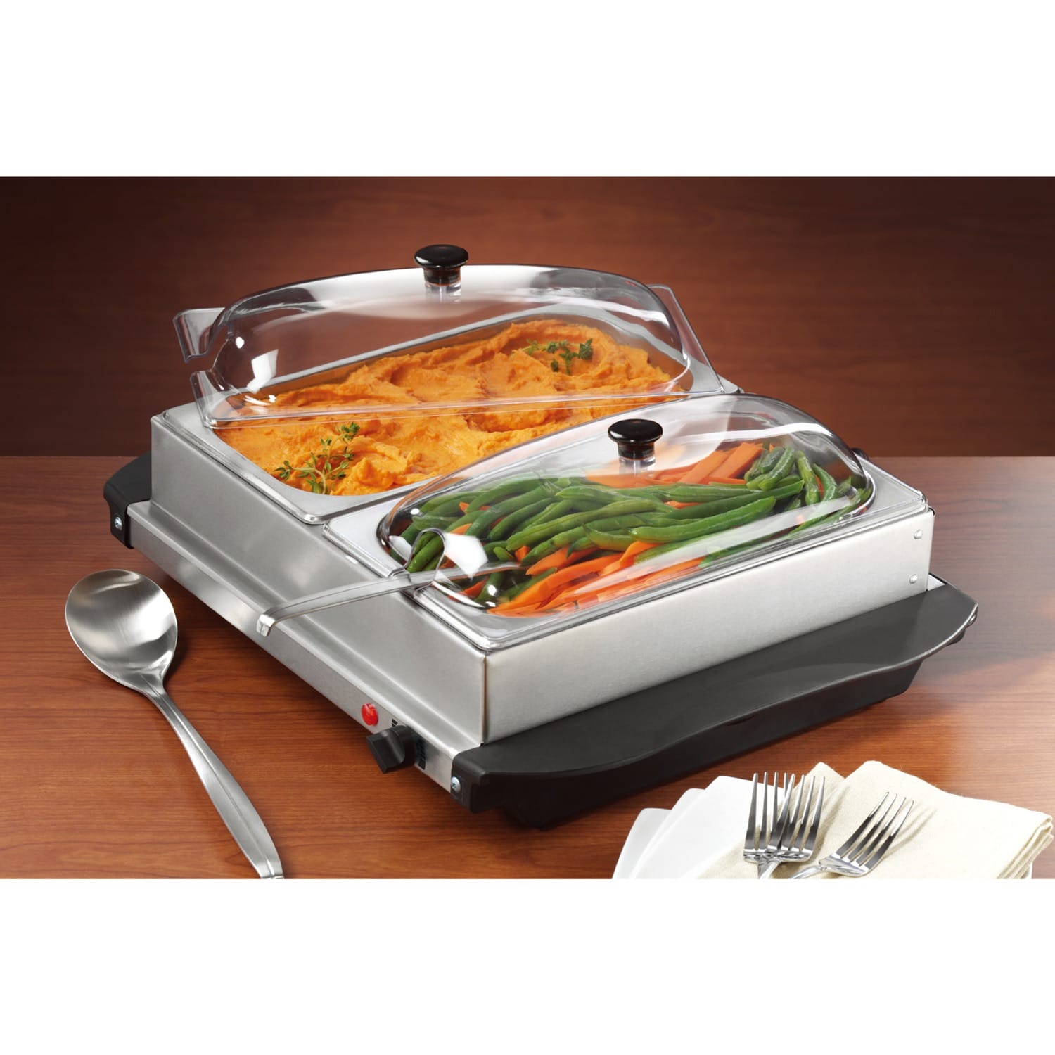 Brentwood 3-Quart 2-Pan Buffet Server and Warming Tray