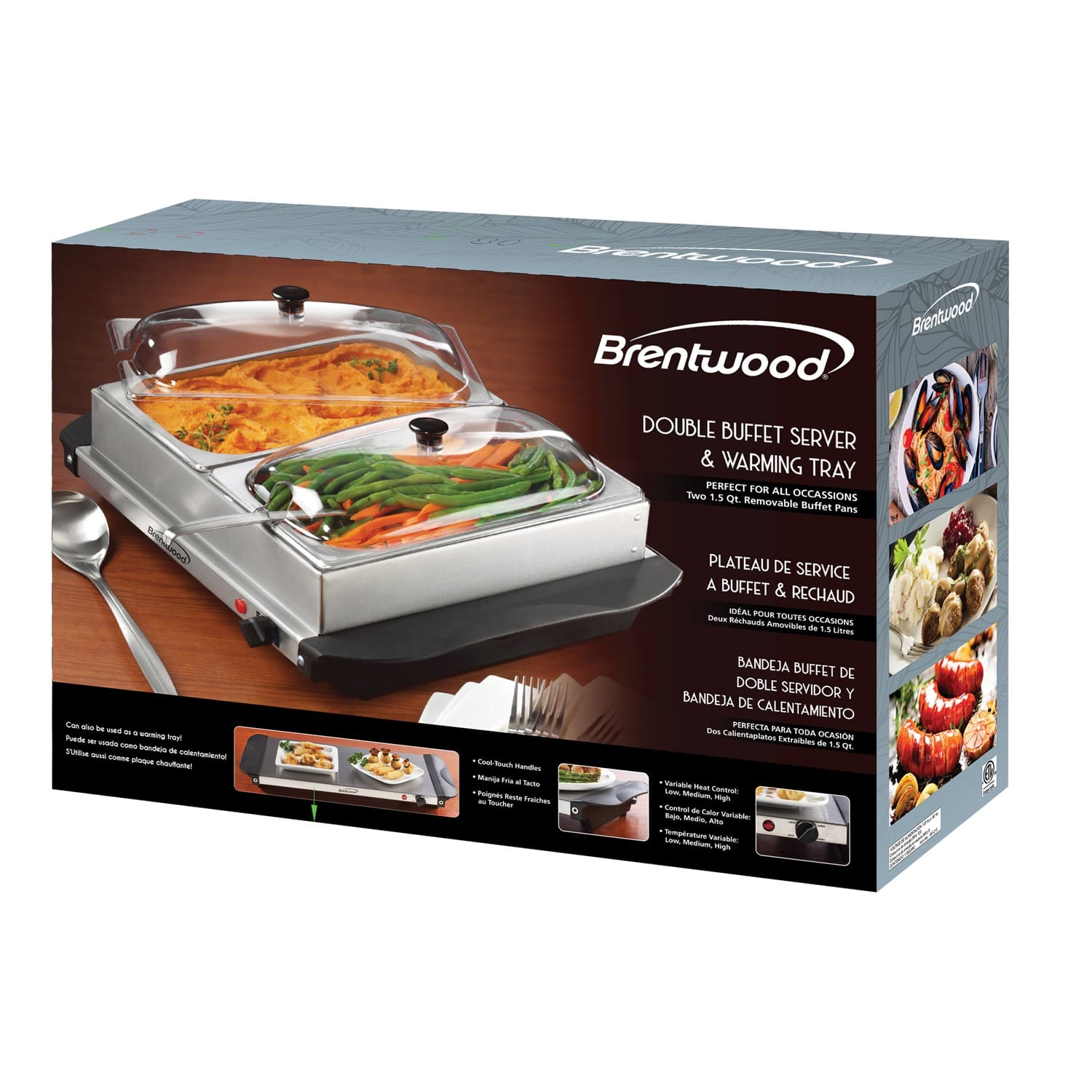 Brentwood 3-Quart 2-Pan Buffet Server and Warming Tray
