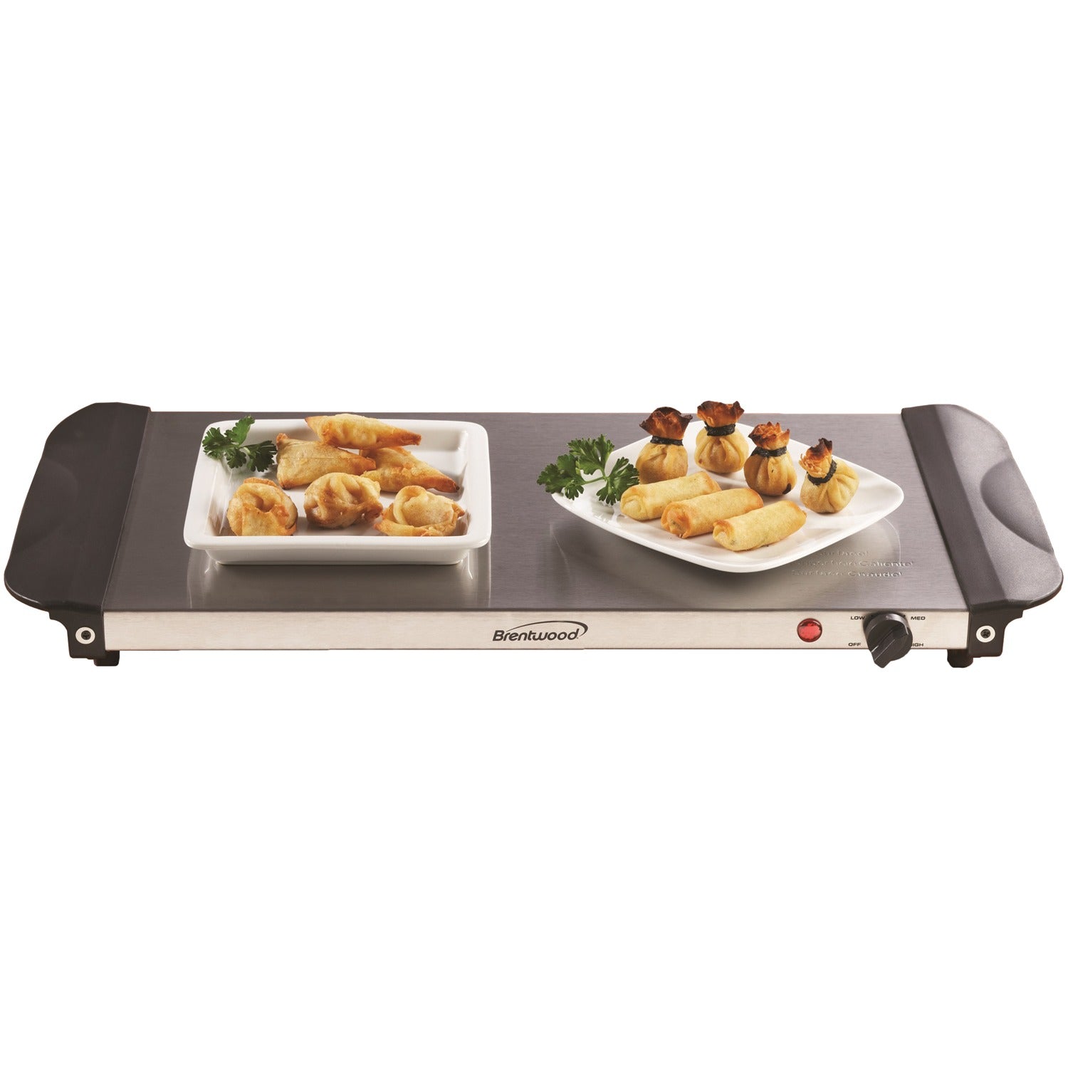 Brentwood 180-Watt 4.5-Qt. 3-Pan Buffet Server and Warming Tray, Silver