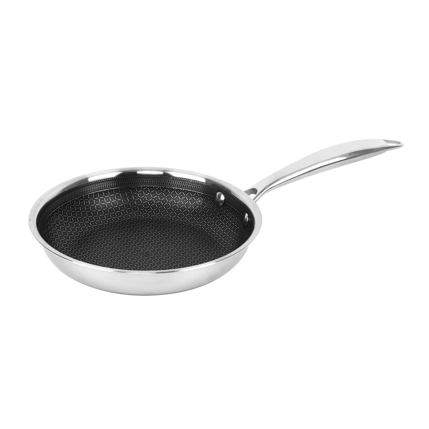 Brentwood 3-Ply Hybrid Non-Stick Stainless Steel Induction-Ready Frying Pan, 8 In.