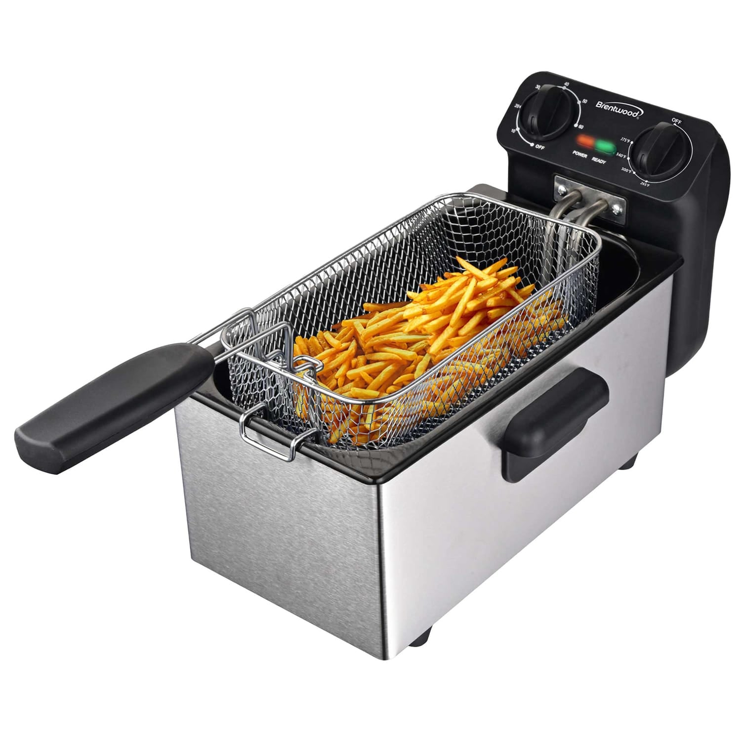 Brentwood 1500-Watt 12-Cup Electric Stainless Steel Deep Fryer, Black