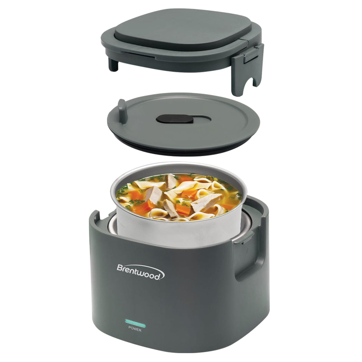 Brentwood 110-Volt 50-Watt 0.625-Qt. Portable Leakproof Electric Lunch Box, Gray