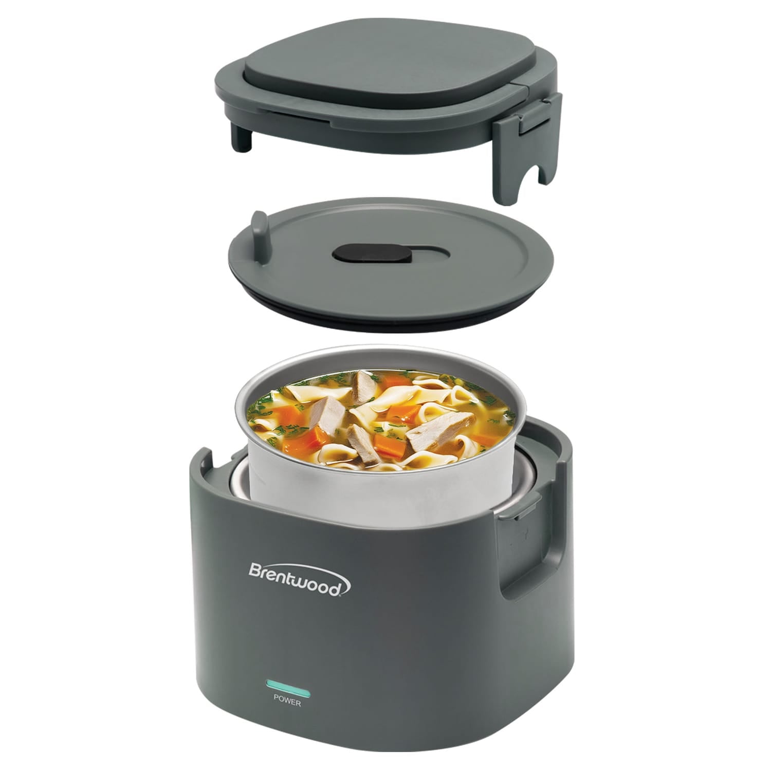 Brentwood 110-Volt 50-Watt 0.625-Qt. Portable Leakproof Electric Lunch Box, Gray