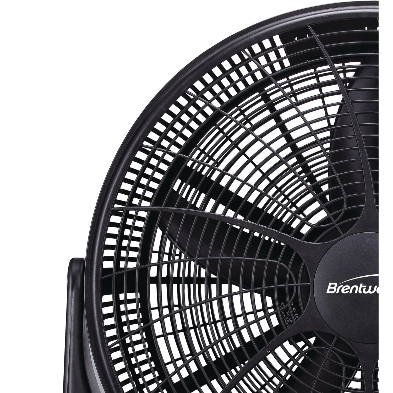 Brentwood 20-In. Portable High-Velocity Air-Circulator Floor Fan with 3 Speeds, 5 Blades, 90° Pivoting Head, 60-In. Cord