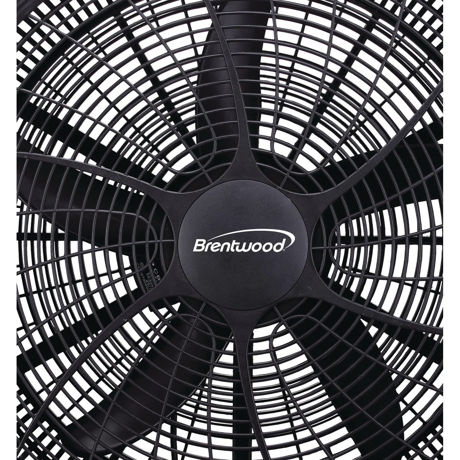 Brentwood 20-In. Portable High-Velocity Air-Circulator Floor Fan with 3 Speeds, 5 Blades, 90° Pivoting Head, 60-In. Cord