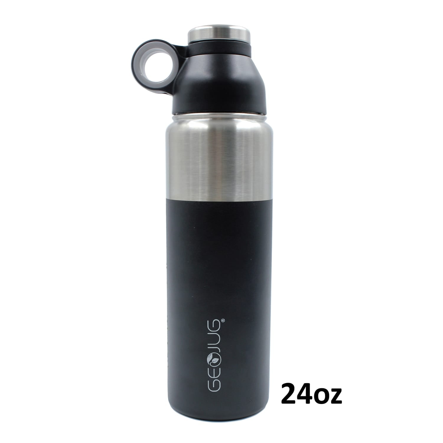 Brentwood Geojug Stainless Steel Vacuum-Insulated Water Bottle, 0.7 L, Black/Silver