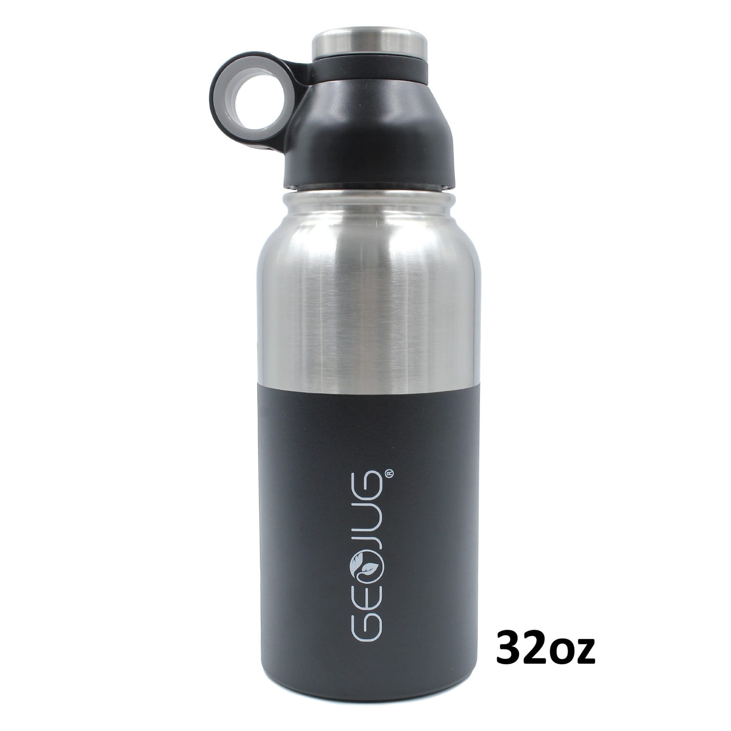 Brentwood Geojug Stainless Steel Vacuum-Insulated Water Bottle, 0.9 L, Black/Silver