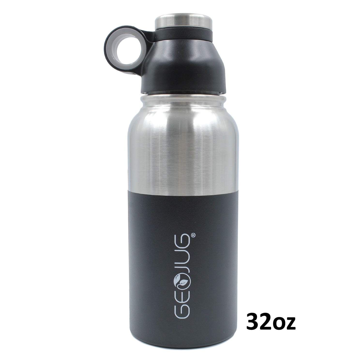 Brentwood Geojug Stainless Steel Vacuum-Insulated Water Bottle, 0.9 L, Black/Silver