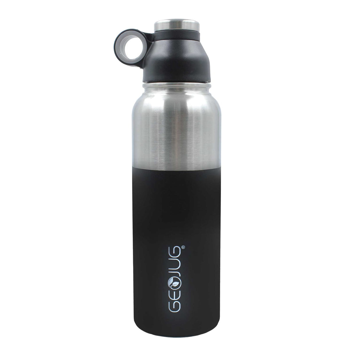 Brentwood Geojug Stainless Steel Vacuum-Insulated Water Bottle, 1.1 L, Black/Silver