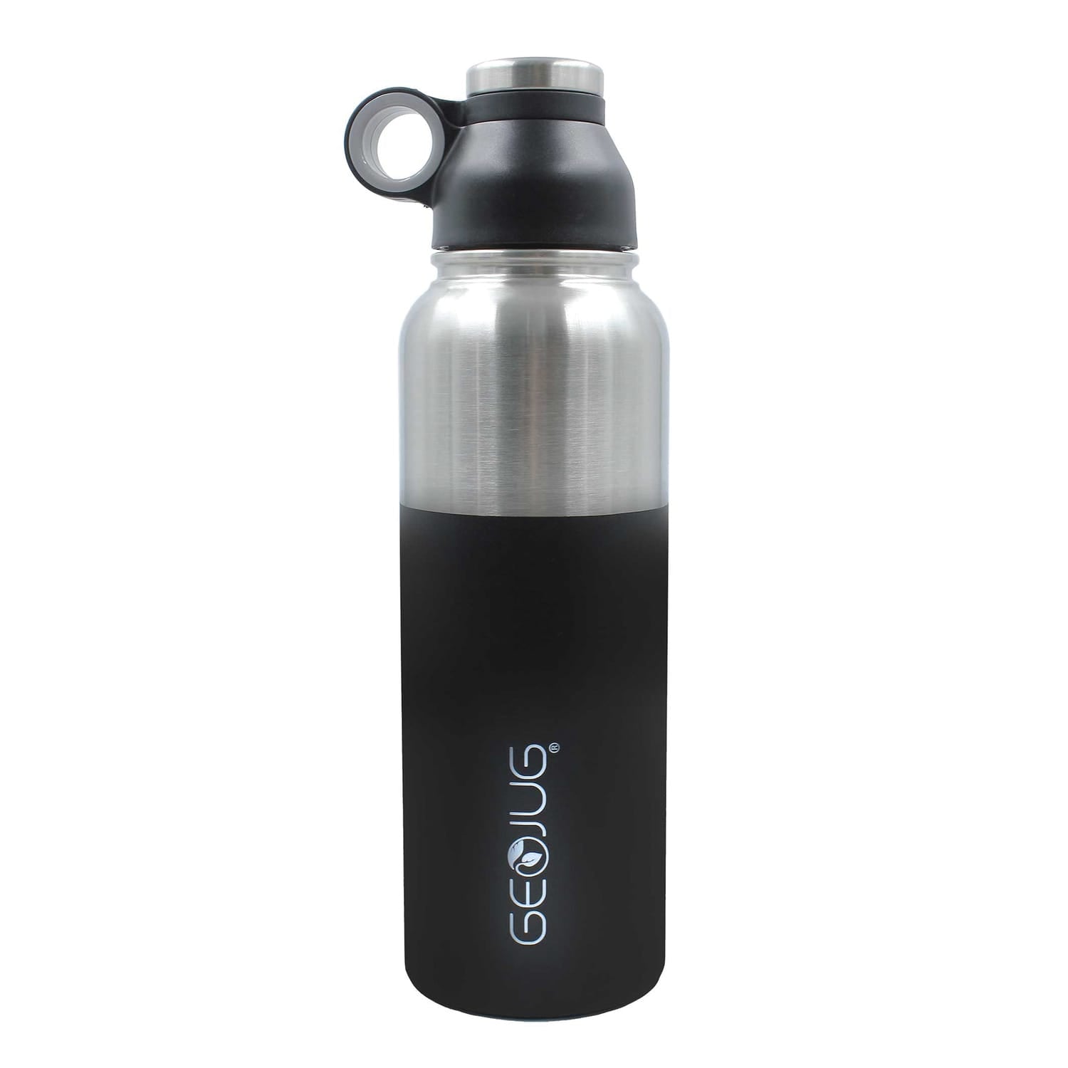 Brentwood Geojug Stainless Steel Vacuum-Insulated Water Bottle, 1.1 L, Black/Silver