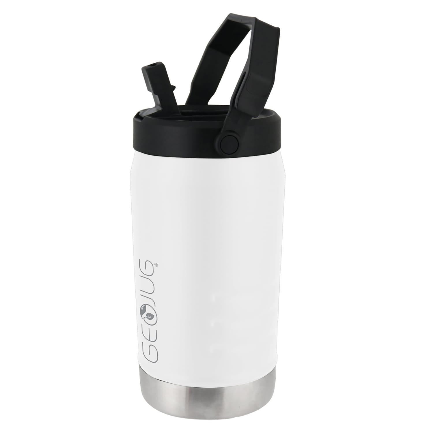 Brentwood Geojug Vacuum-Insulated Stainless Steel Sports Water Jug with Spout Straw Lid, and Handle with Fence Hook, 40 Oz., Cream