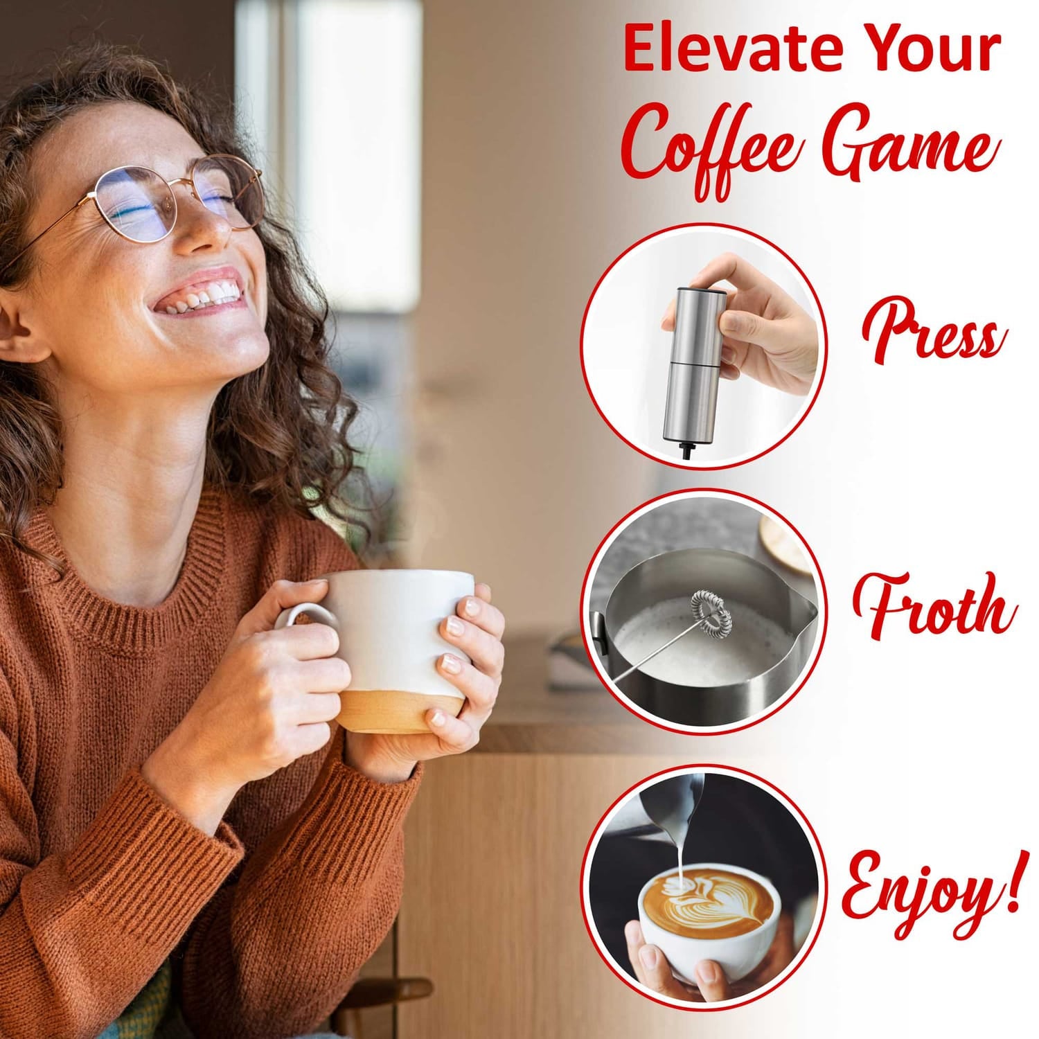 Brentwood 6-Watt Battery-Operated Electric Milk Frother and Drink Mixer with Stainless Steel Whisk