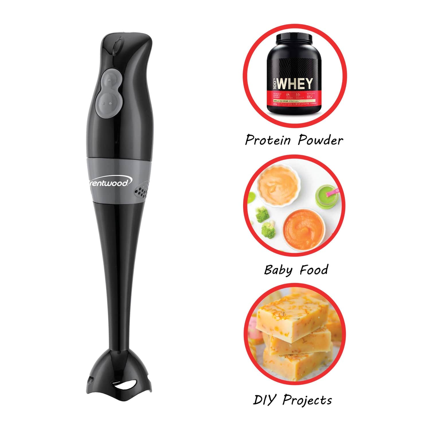 Brentwood 2-Speed 200-Watt Hand Blender, Black