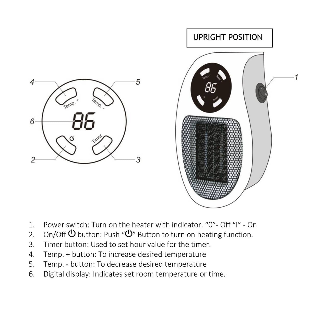 Brentwood 350-Watt Plug-in Wall-Outlet Personal Space Heater